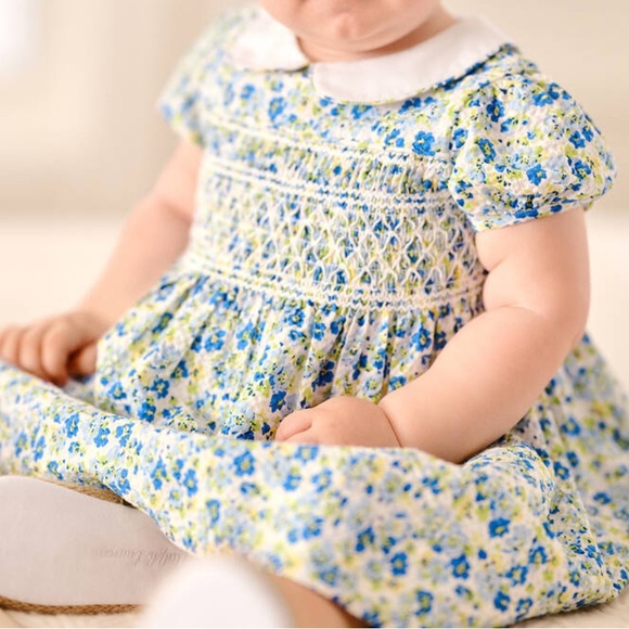 Polo Ralph Lauren Baby Girls Floral Cotton Seersucker Dress- Size 6M - Picture 1 of 7